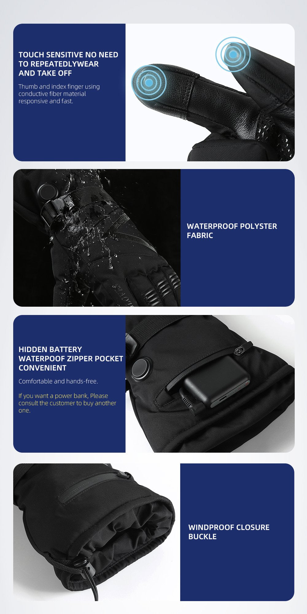 2023 New Goat Leather Outdoor Warm Gloves Electric Heating Gloves Usb Heating Gloves Rechargeable Men And Women