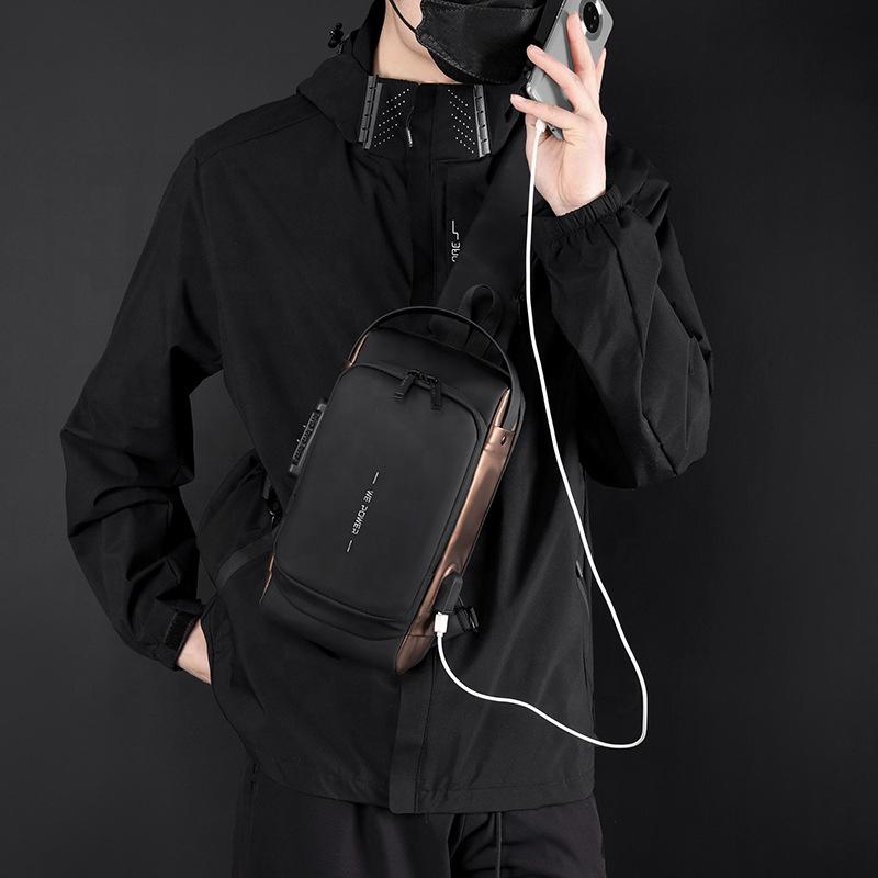 Hot Sale Crossbody Bag Chest Bag With USB And Password Lock Anti-theft Shoulder Bag Fashion Sling Bag Waterproof Custom Logo Men
