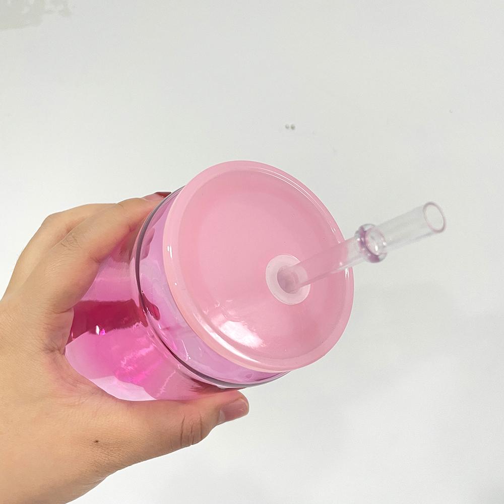 RTS Color Jelly 16 Oz Children's Acrylic Can With Lid And Straw Clear Plastic Cup-Shaped Drink For UV DTF Packaging