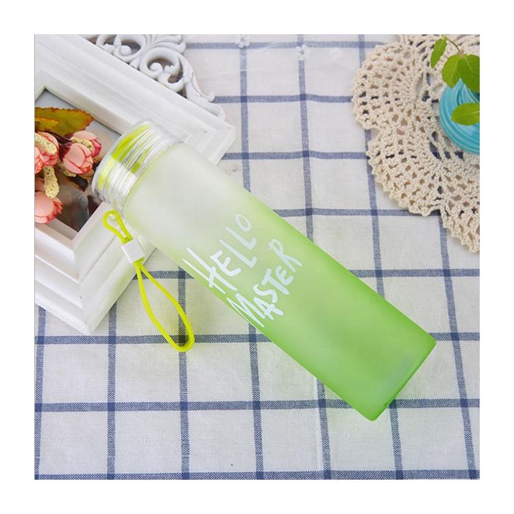 Custom Wholesale 15 Oz Logo Multicolor Water Supply Bottle 15 Oz 450 Ml Gradient Frosted Glass Water Bottle