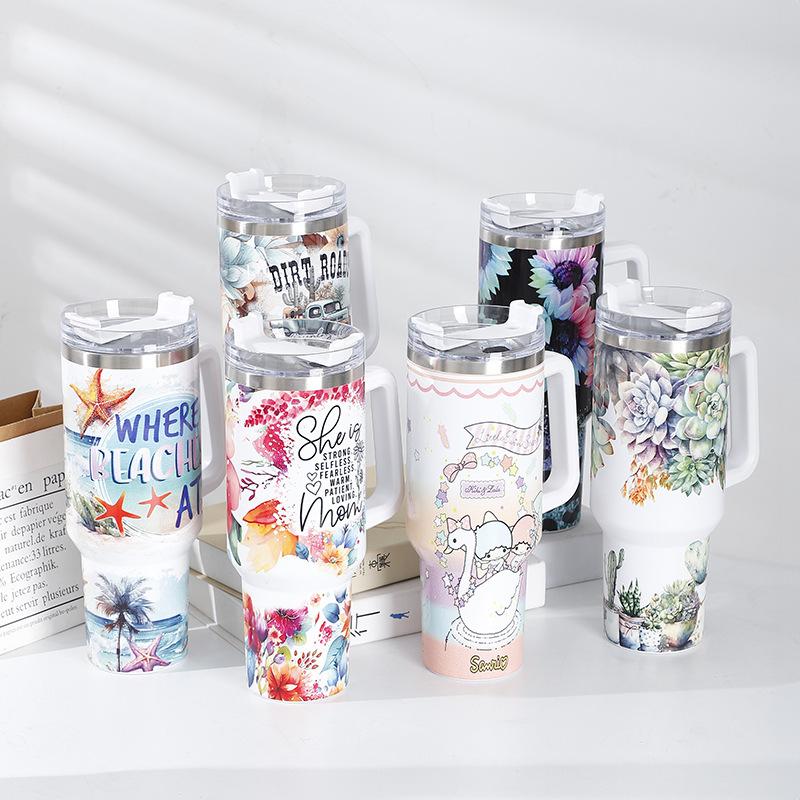 Custom 40 Ance Cup Adventure Stainless Steel Double Wall Vacuum Metal Travel Coffee Cup 40 Oz Tumbler With Handle