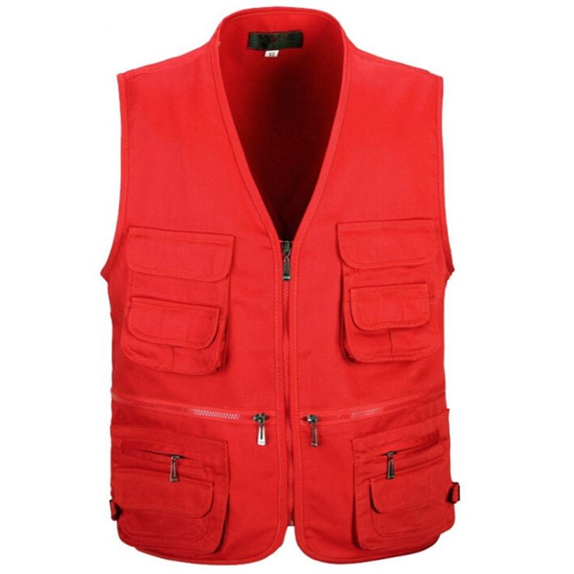 Custom Logo Reporter Travel Fishing Hunting Cotton Sleeveless Multi-Pocket Work Vest Men's Active Wear Outdoor Vest