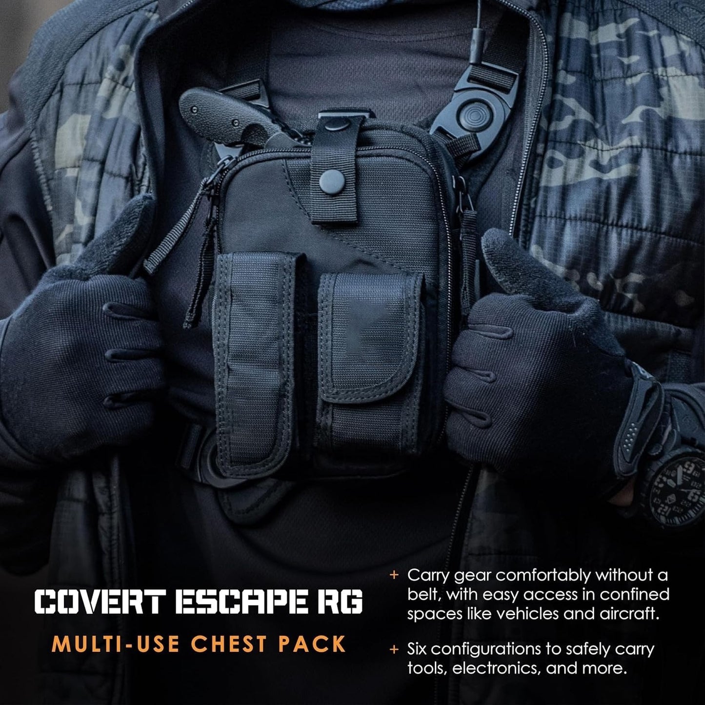 Custom Waterproof Tool Shoulder Bag Vest Backpack Travel Multi-configuration Men's Tactical Chest Bag