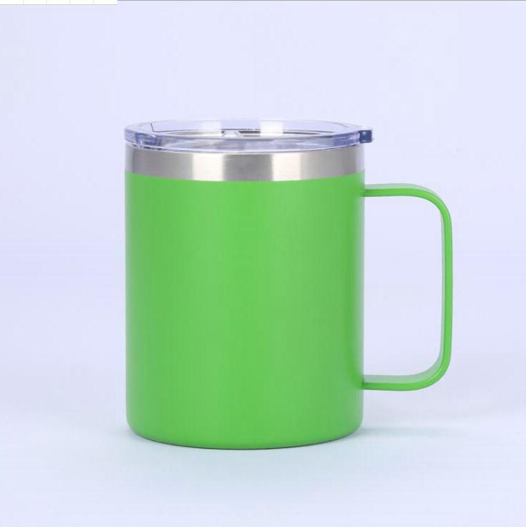 Custom Logo Camping Travel Double Wall 12 Oz 14 Oz Stainless Steel Cup Insulated Coffee Cup With Handle