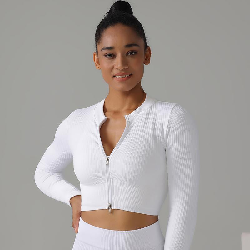 High Quality Rib Zipper 6-piece Set Active Wear Fitness Seamless Yoga Suit Sports Bra Leggings Women's Fitness Suit