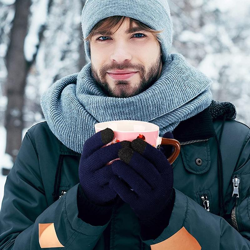 100% Merino Wool Custom Logo Men Magic Warm Women Knitted Winter Gloves With Luxury Retro Biker Hand Gloves