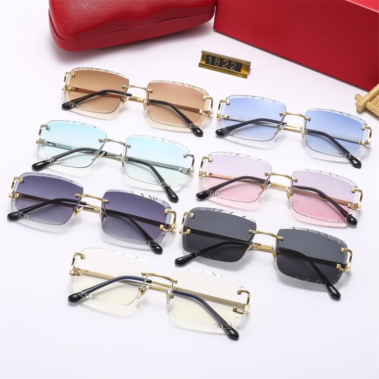 2025 Designer Cartiering Classic Frameless Sunglasses Women And Men Diamond Cut Italian Inspired Luxury Brand Sunglasses UV