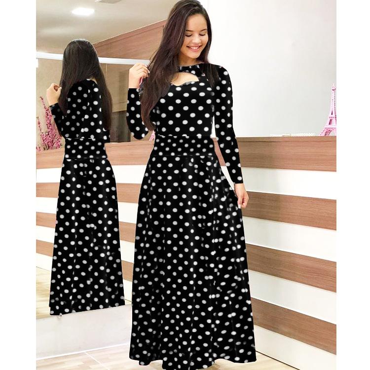 8230424 Latest Long Dress Plus Size Women's Printed Maxi Dress Long Sleeve Clothing