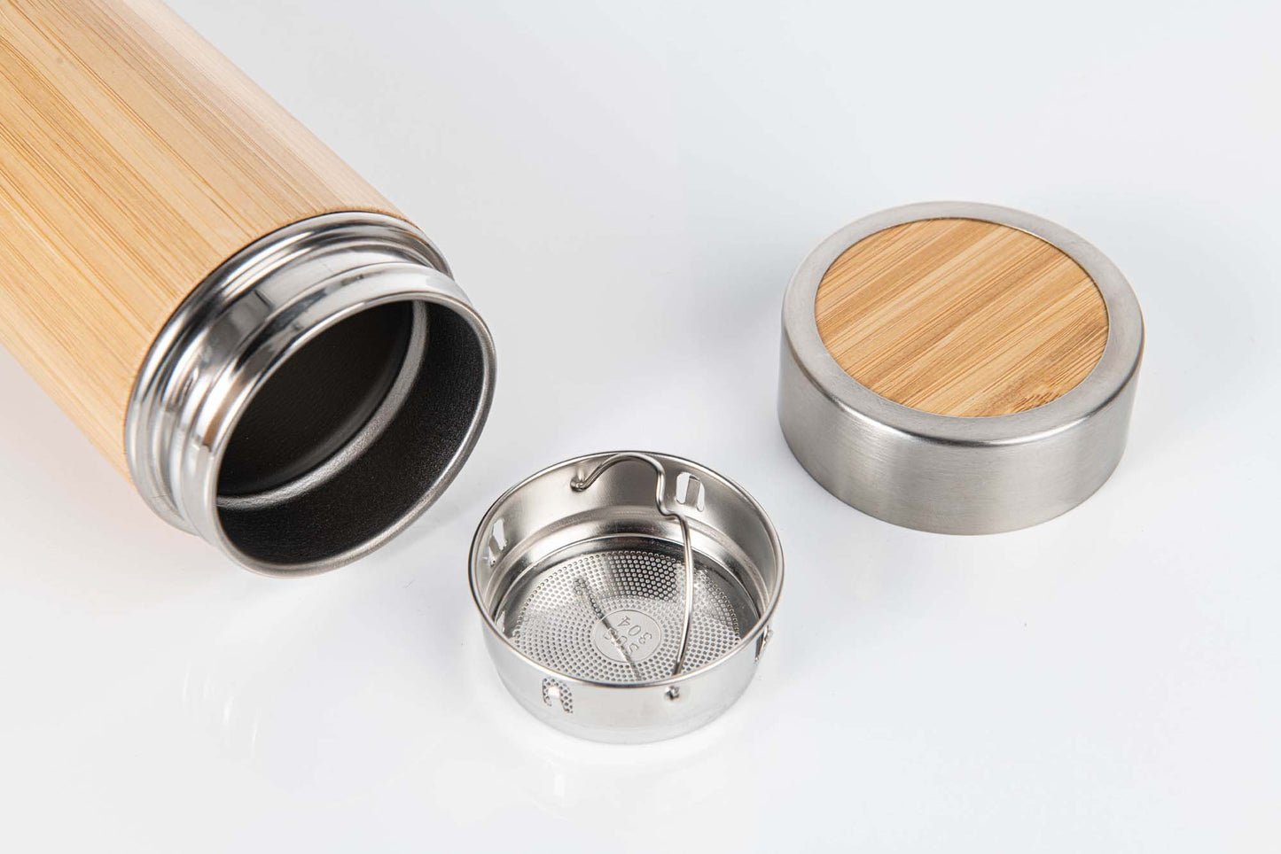 Custom Eco-friendly Double Wall Stainless Steel Bamboo Shell Coffee Cup With Lid And Handle Water Cup