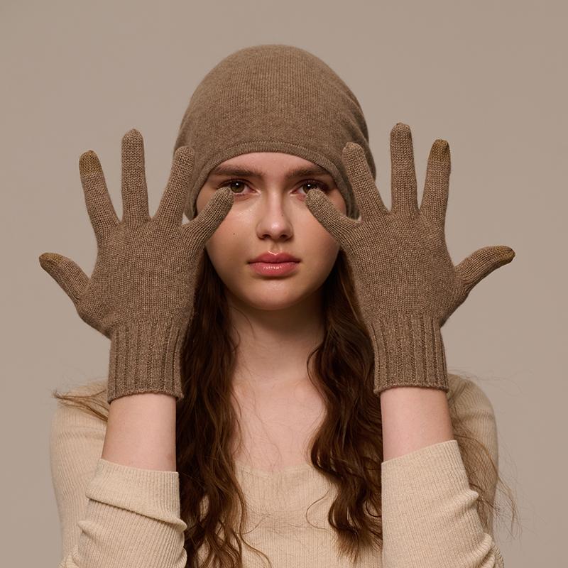 Custom Knitted Cashmere Gloves Factory Wholesale Winter Plain Touch Screen Warm Men's Full Finger Gloves