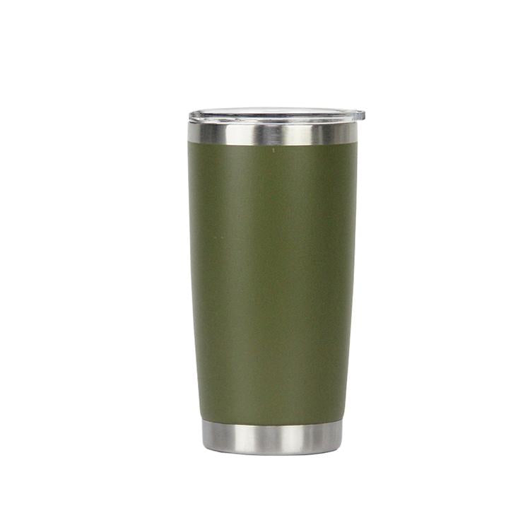 Custom 20 Oz Tumbler Cup With Powder Coated Color Double Wall Stainless Steel 20 Oz Coffee Tumbler With Lid And Straw