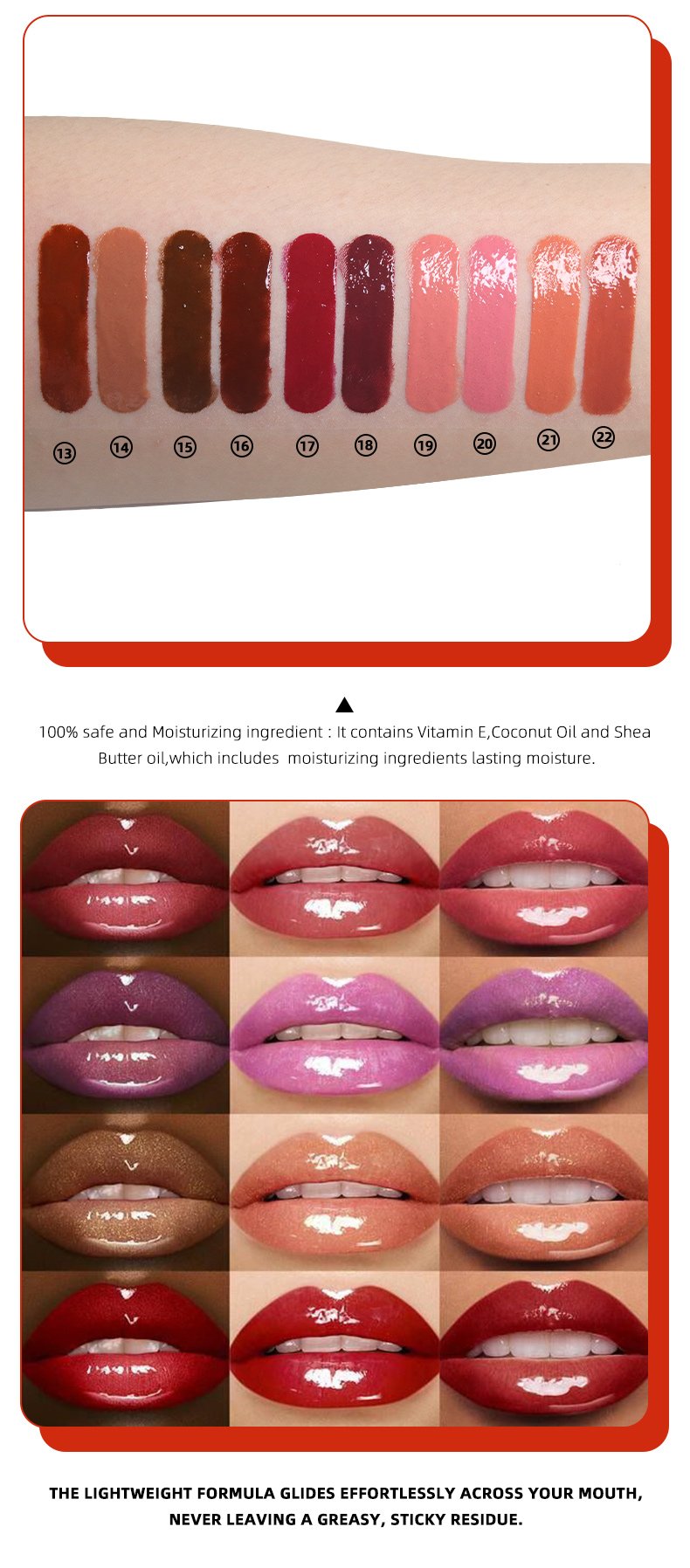 Wholesale No Logo Waterproof Gloss Lip Gloss 21 Color Glow High Quality Vegetarian Gloss Lip Gloss