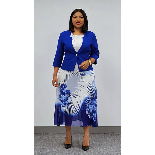 Women's Spring And Summer New Two-piece Long-sleeved Round Neck Tight Plus Size Office Gown