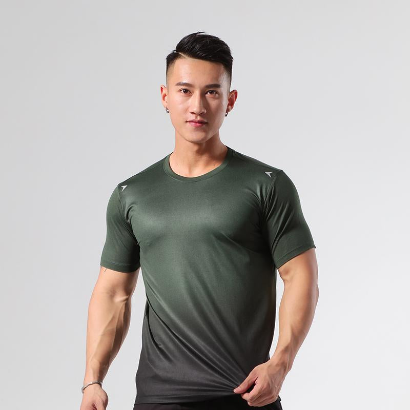 Quick Drying Four-way Stretch T-shirt Sports Top Sports Gradient Regular Suitable For Jogger Man Technical Shirt