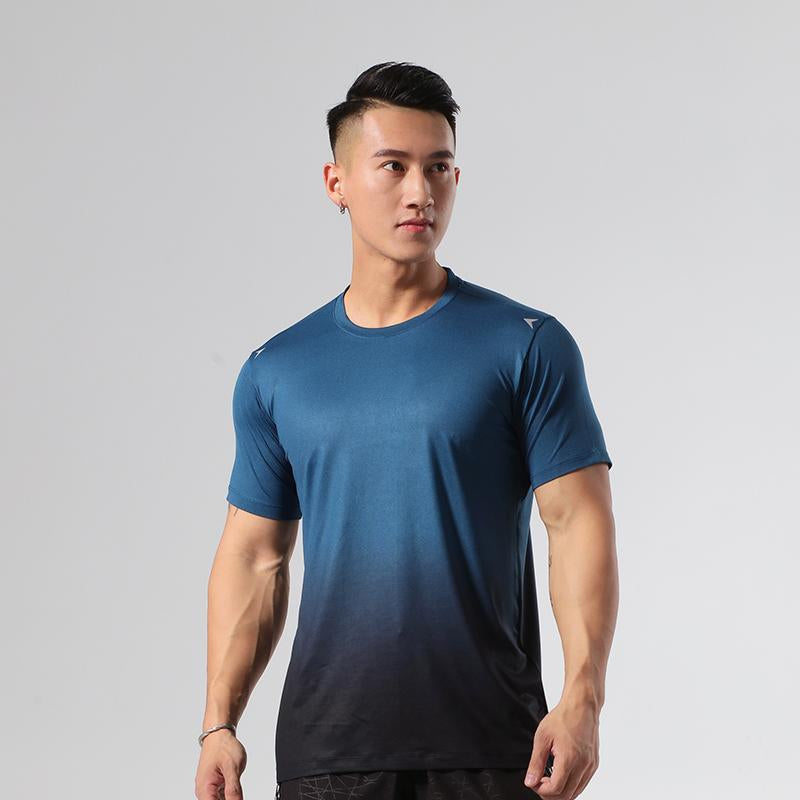 Quick Drying Four-way Stretch T-shirt Sports Top Sports Gradient Regular Suitable For Jogger Man Technical Shirt