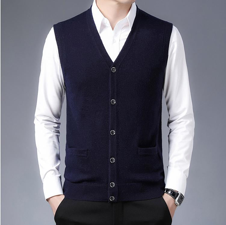 V-neck Top Sweater Business Men's Sweater Autumn And Winter Sweater Sleeveless Custom Knitted Vest Men's Sweater
