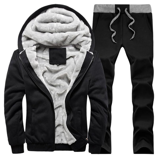 Men's Plain Sweatshirt Men's Wool Sweatshirt Suit Men's Suit Fur Lining Zipper
