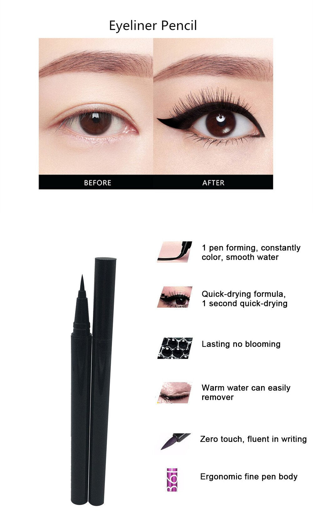 Wholesale Cheap Waterproof Long Lasting Eyeliner Neon Color Eyeliner