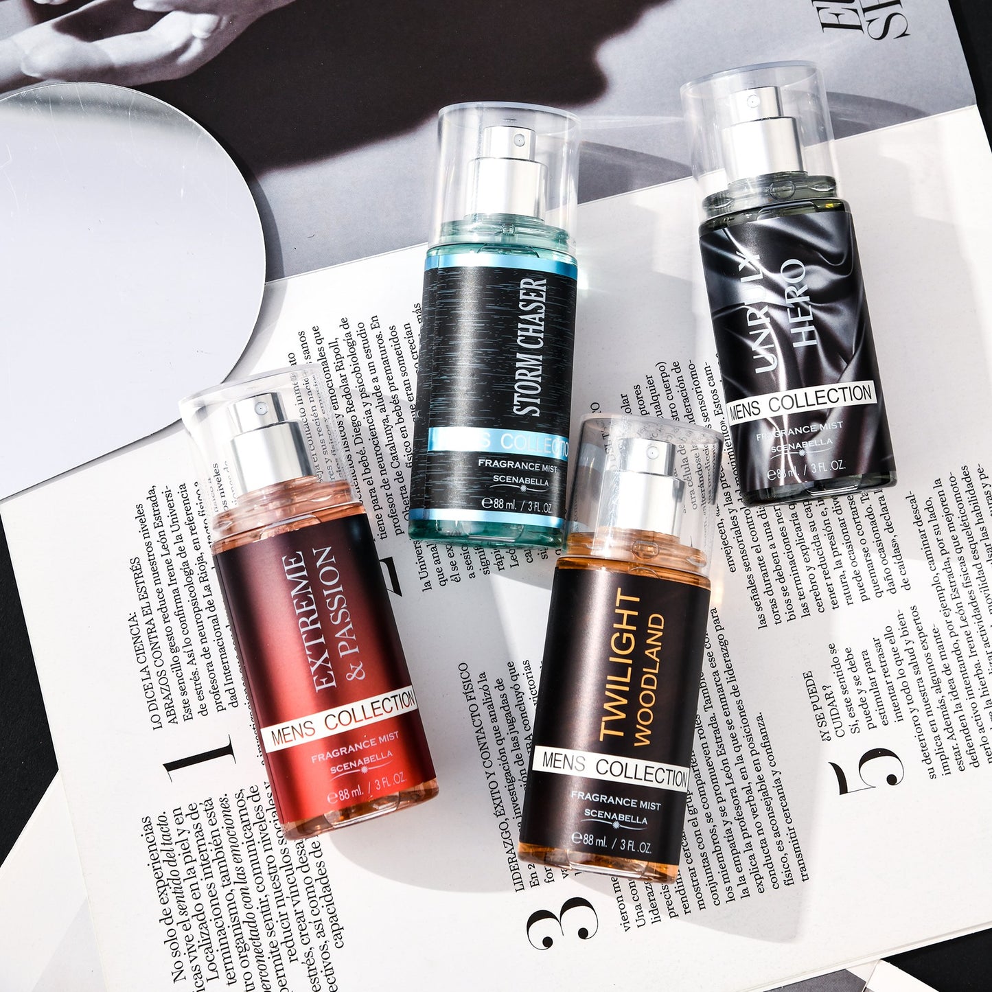 Scenabella Brand Hot Sale Travel Mini Perfume Suit 88 Ml Floral Wooden Spicy Fruit Fragrant Men Body Splash Body Spray Collection