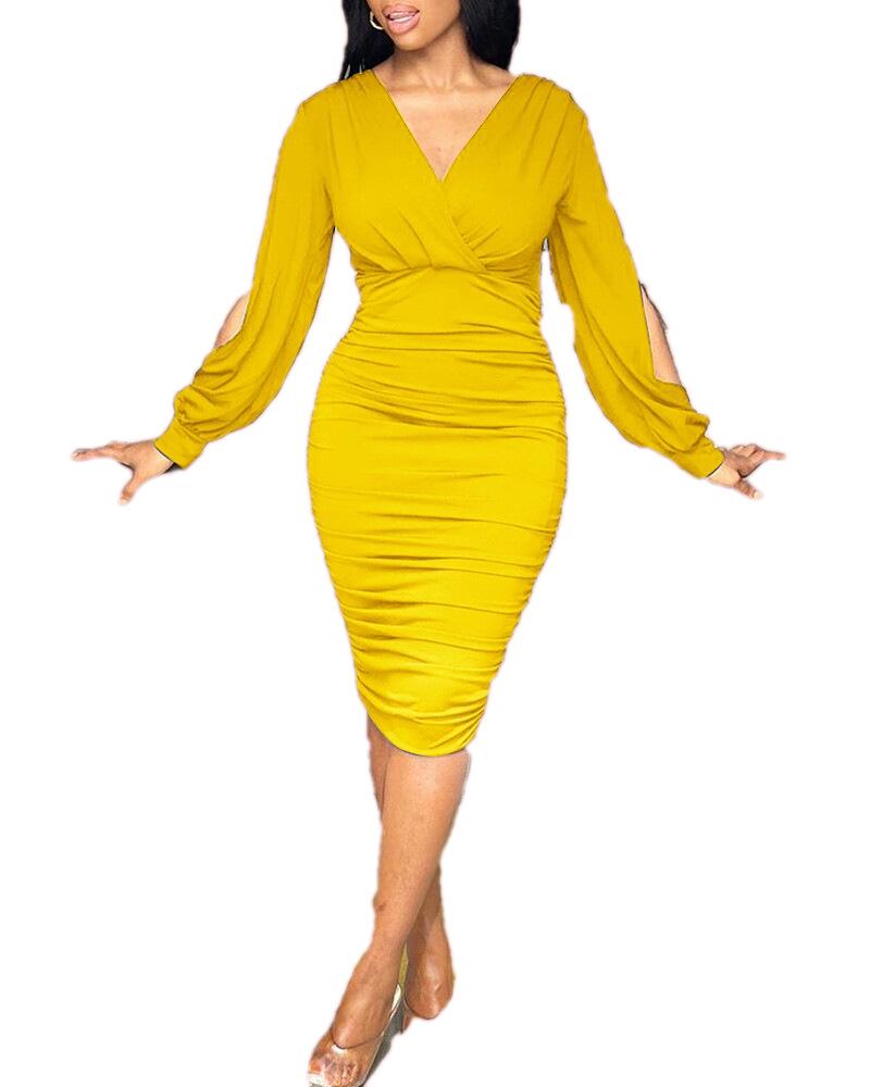 Multi Size Custom Hip Fit Dress Xs S M L Xl 2xl 3xl Long Dress Women Office Long Sleeve Dress
