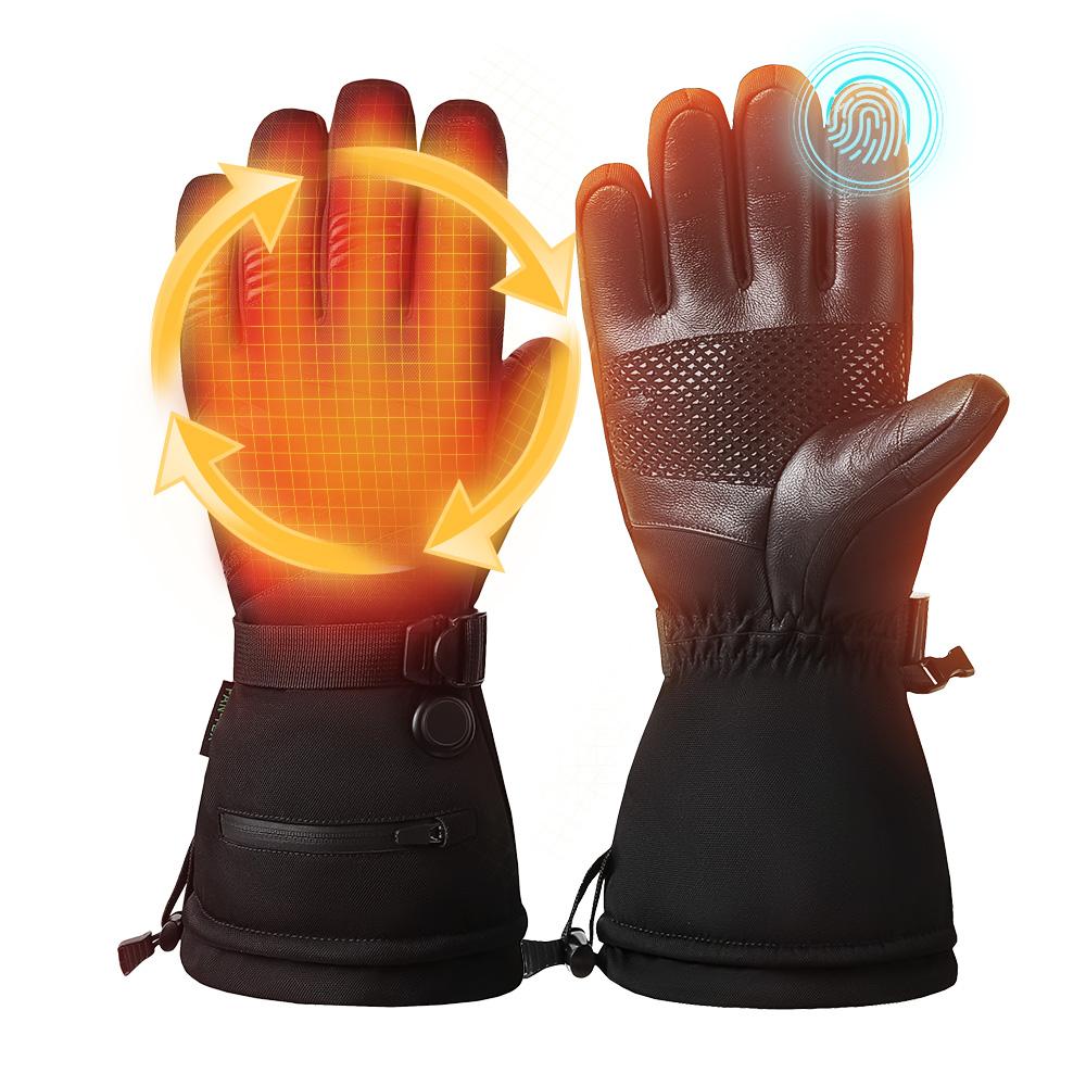 2023 New Goat Leather Outdoor Warm Gloves Electric Heating Gloves Usb Heating Gloves Rechargeable Men And Women