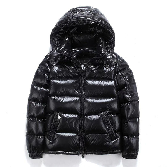 Down Jacket Men's Bright Face Fashionable Hooded Short Thickened Winter Bomber Shiny Puffer Men's Jacket