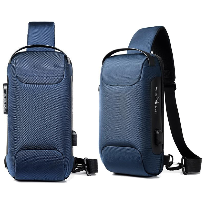 Anti-theft Men's Chest Bag Good Shape Beautiful Waterproof USB Rechargeable Crossbody Bag