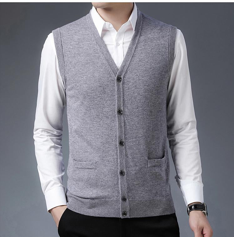 V-neck Top Sweater Business Men's Sweater Autumn And Winter Sweater Sleeveless Custom Knitted Vest Men's Sweater