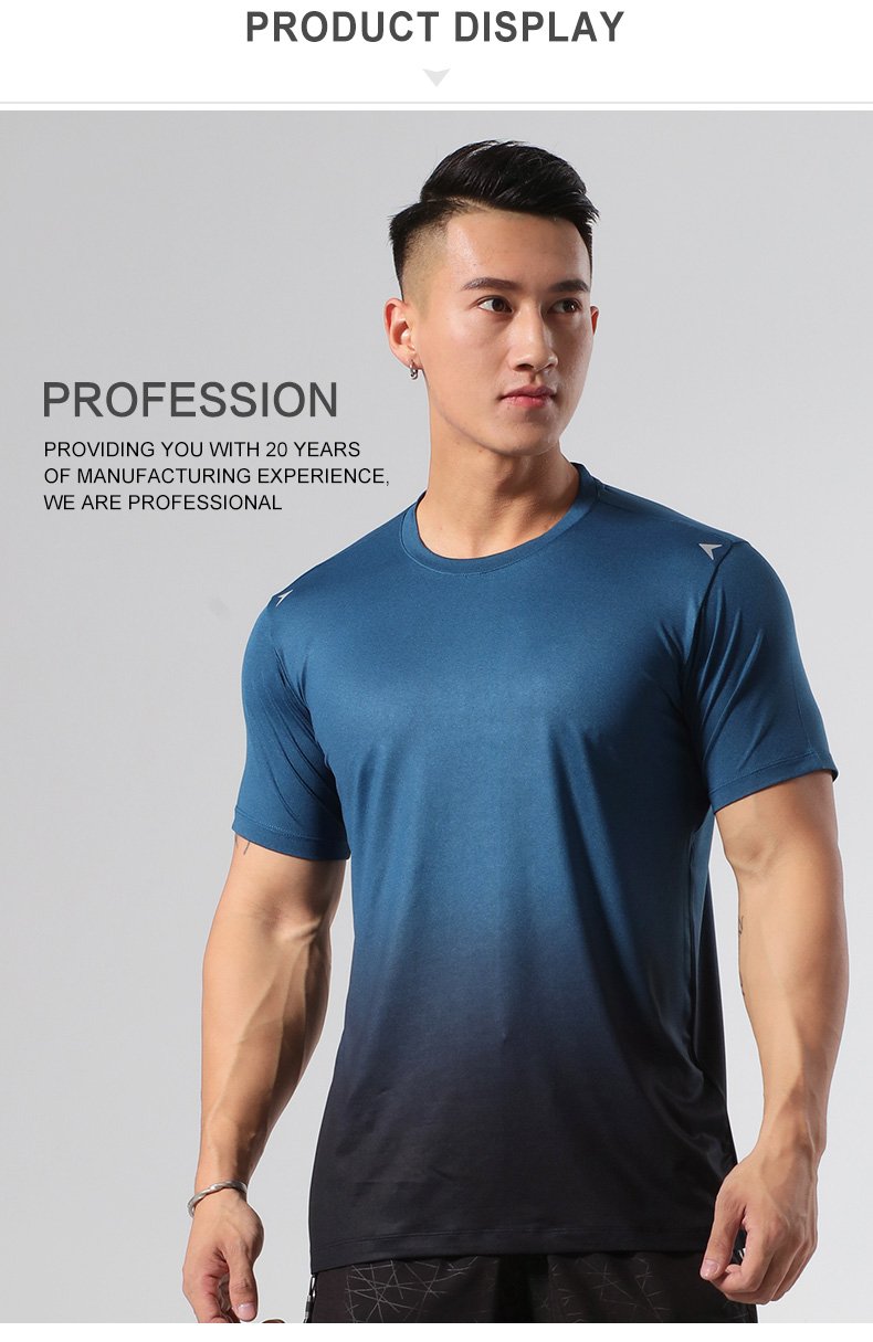 Quick Drying Four-way Stretch T-shirt Sports Top Sports Gradient Regular Suitable For Jogger Man Technical Shirt