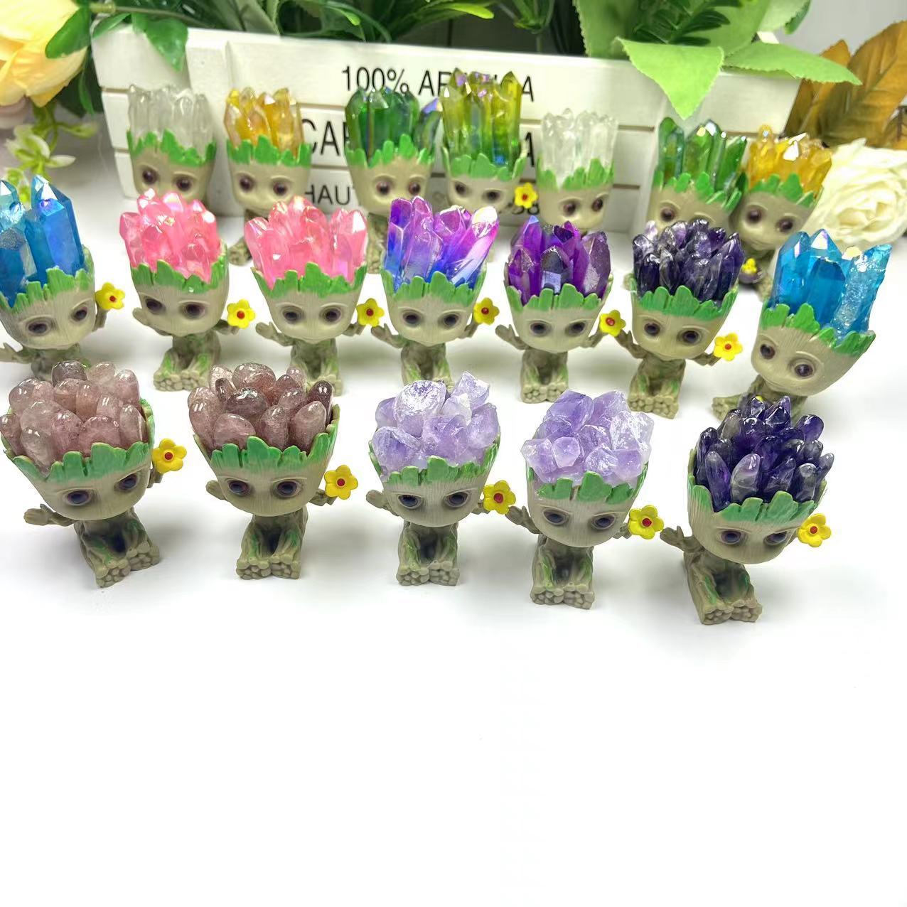 Hot Sale Natural Crystal Chip Crafts Groot Halo Crystal Crafts Home Decoration Gifts