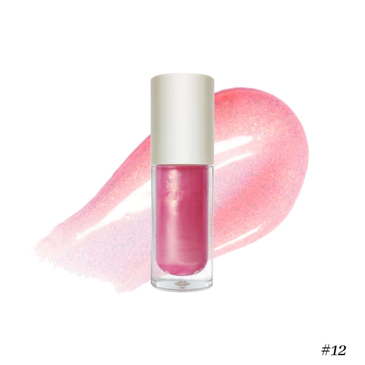 Wholesale Vegan Cosmetics Pink Transparent Nude Lip Gloss Supplier Custom Trademark Sequins Lip Gloss Private Label Lip Gloss