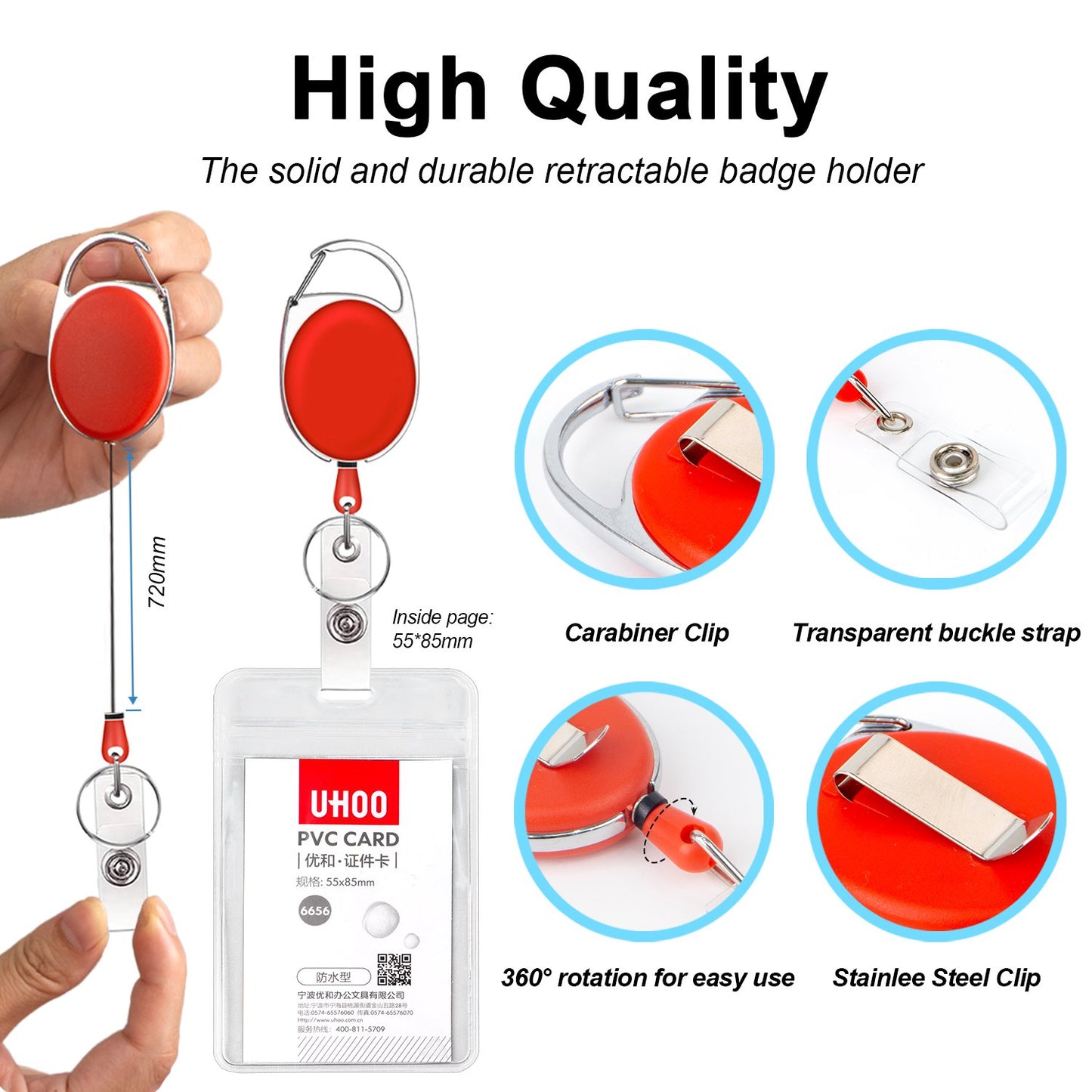 Heavy Duty Retractable Badge Holder Reel Medical Nurse Name Badge Reel Card Holder Metal Clip Retractable Name Badge Reel