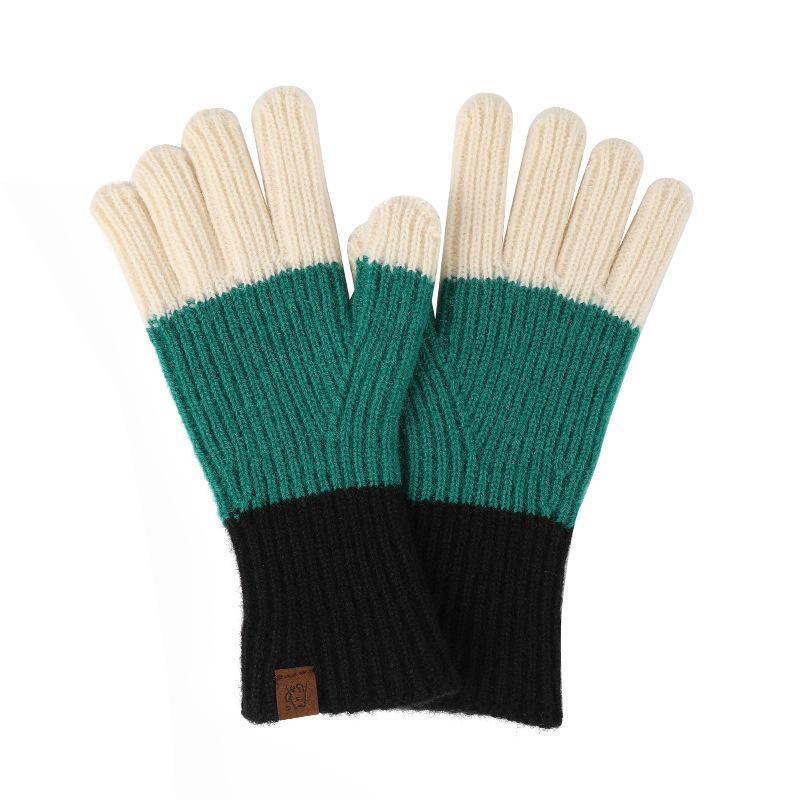 Winter Cold Weather Warm Wool Blend Jacquard Knit Gloves For Girls