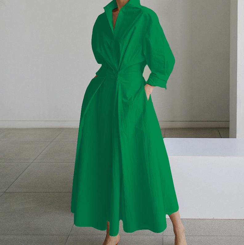 S-2XL Autumn Long Sleeve Dot Print Elegant Maxi Women's Casual V-neck Shirt Party Long Dress Nightdress Women