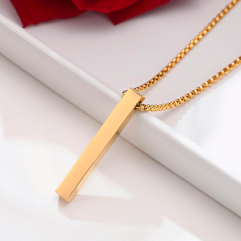 Stainless Steel Plain Vertical Rod Pendant Necklace Hot Sale Custom Carved Blank Rod Pendant Necklace