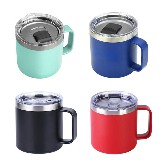 Custom Logo Camping Travel Double Wall 12 Oz 14 Oz Stainless Steel Cup Insulated Coffee Cup With Handle
