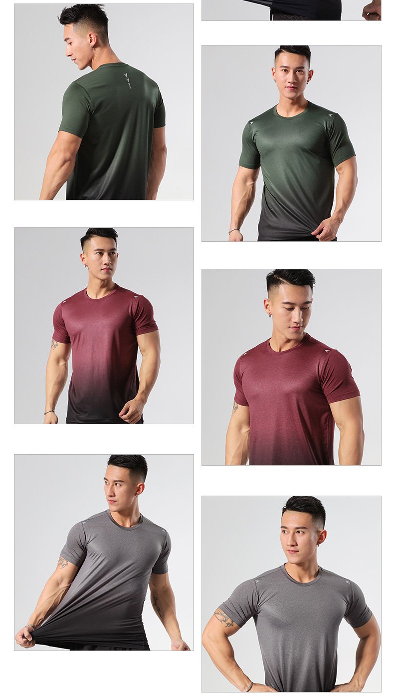 Quick Drying Four-way Stretch T-shirt Sports Top Sports Gradient Regular Suitable For Jogger Man Technical Shirt