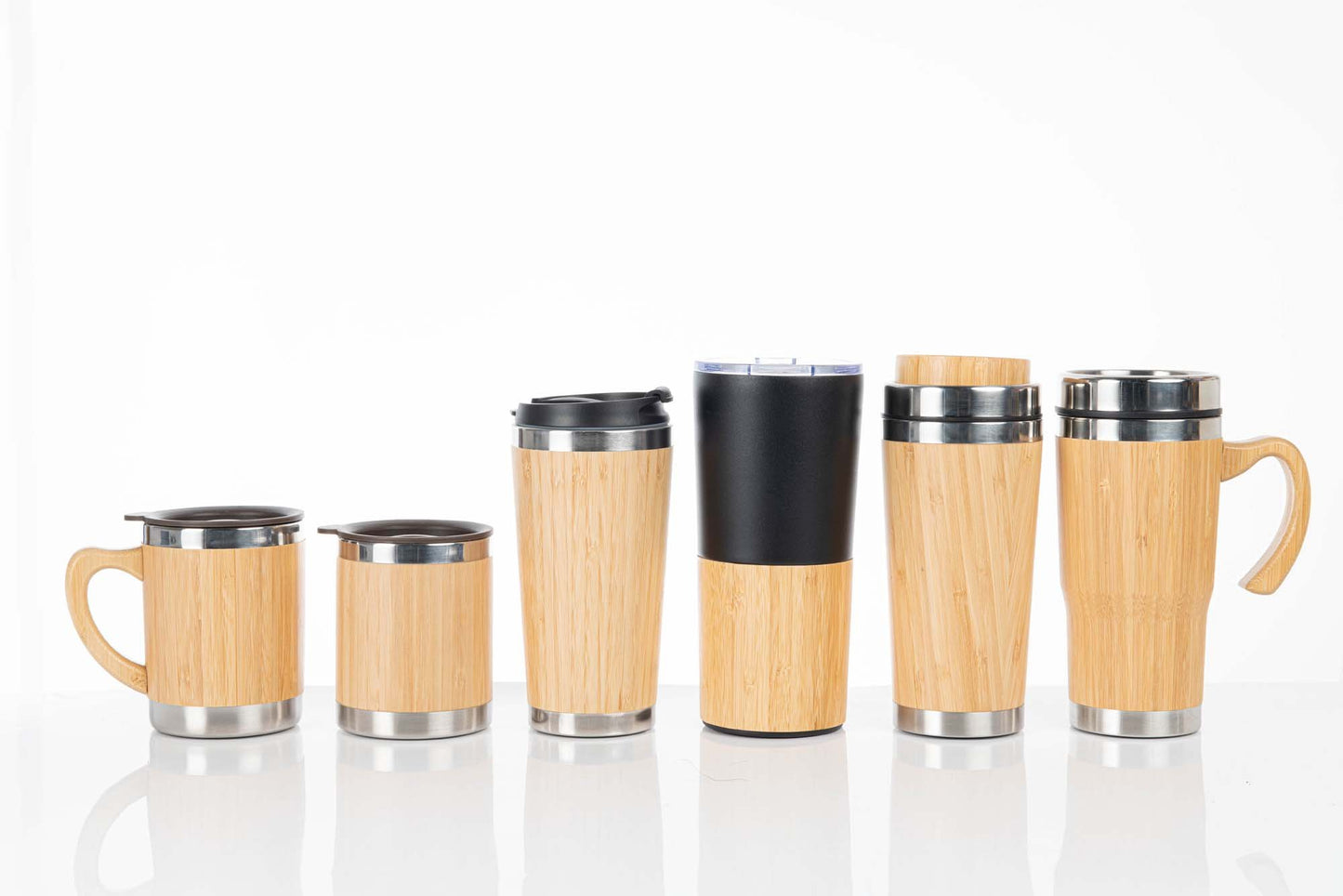 Custom Eco-friendly Double Wall Stainless Steel Bamboo Shell Coffee Cup With Lid And Handle Water Cup