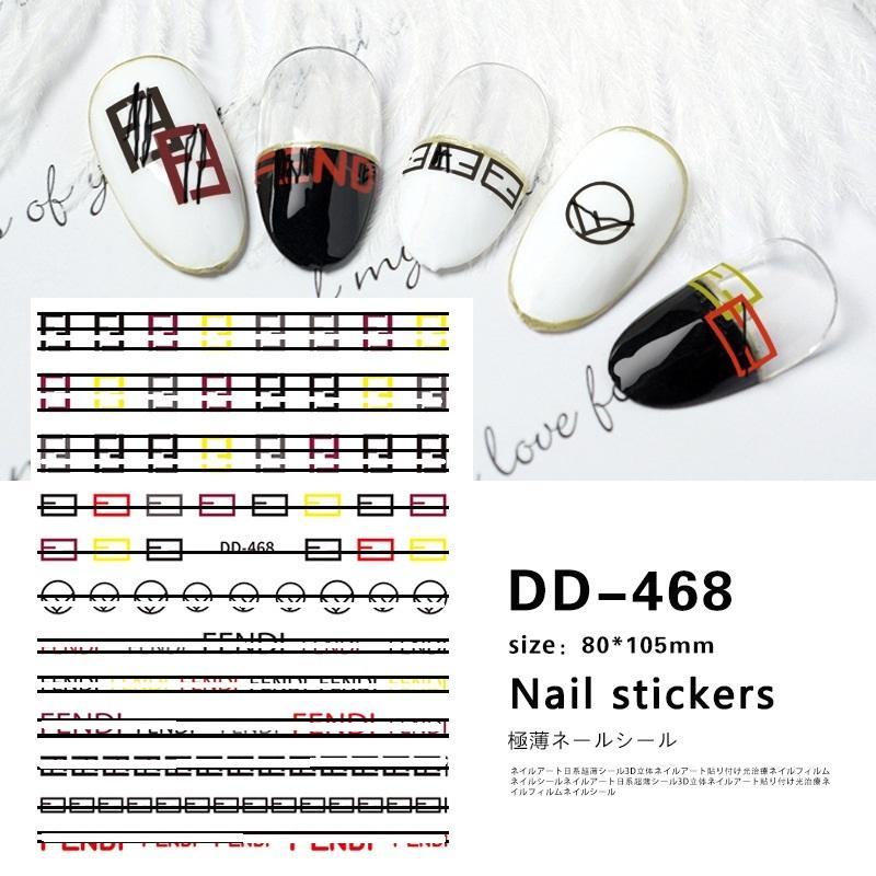 Popular 3D Designer Nail Stickers Luxury Brand Logo Nail Art Decal