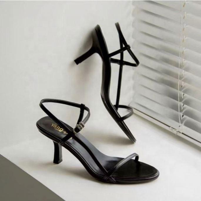 Fashion Ruizi Open Toe Low Heel Ankle Strap PU Leather Pump Heel Sandals Dress Wedding Shoes