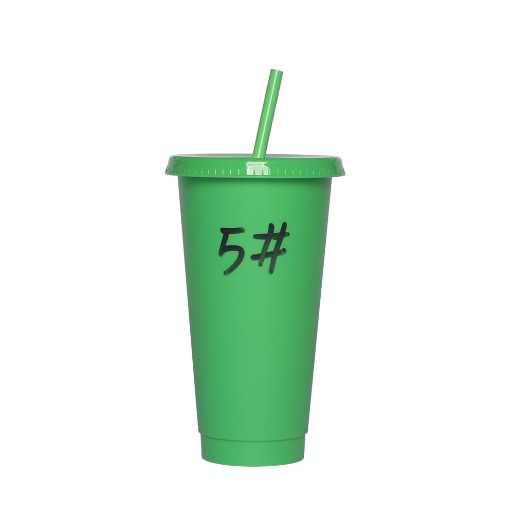 Plastic Tumbler Coffee Black Reusable 24 Oz Frosted Drink Cold Cup With Lid And Straw