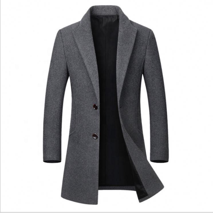 Factory Wholesale 2024 Men's Wool Trench Coat Slim Coat Warm Winter Long Men's Trench Coat