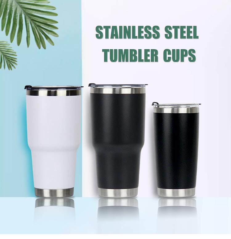 Custom 20 Oz Tumbler Cup With Powder Coated Color Double Wall Stainless Steel 20 Oz Coffee Tumbler With Lid And Straw