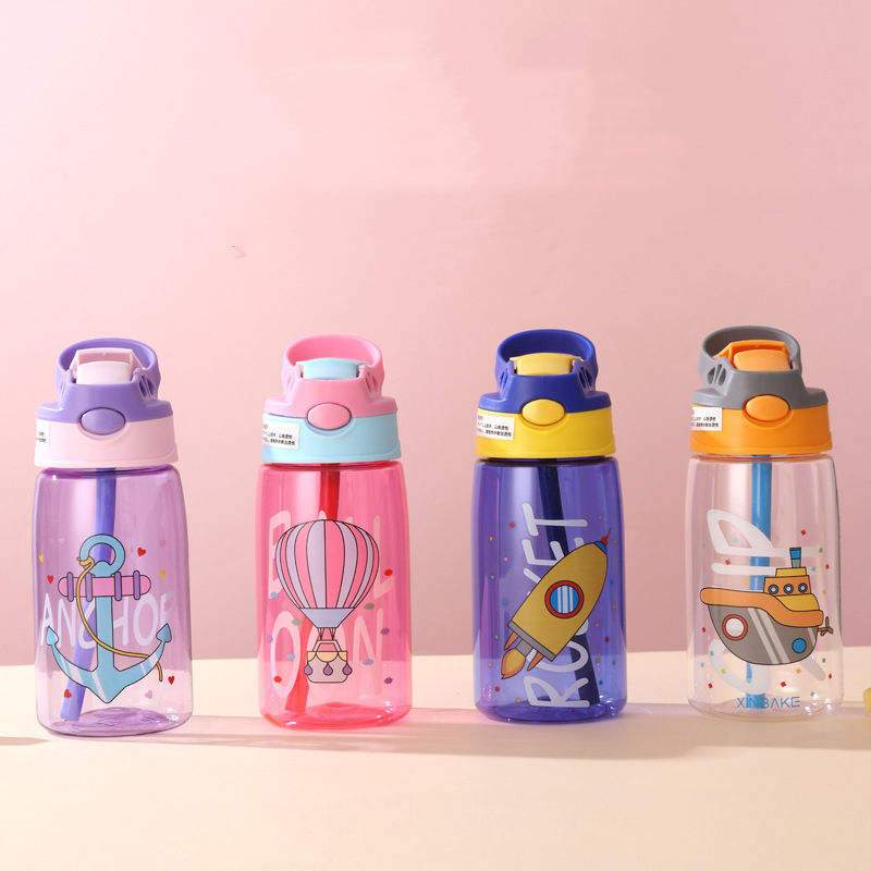 Children Suction Cup Creative Cartoon Baby Feeding Cup With Straw Leak-proof Bottle Outdoor Portable Children Cup