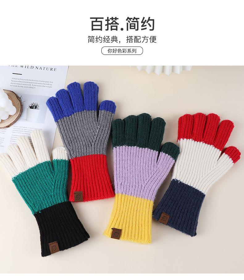 Winter Cold Weather Warm Wool Blend Jacquard Knit Gloves For Girls