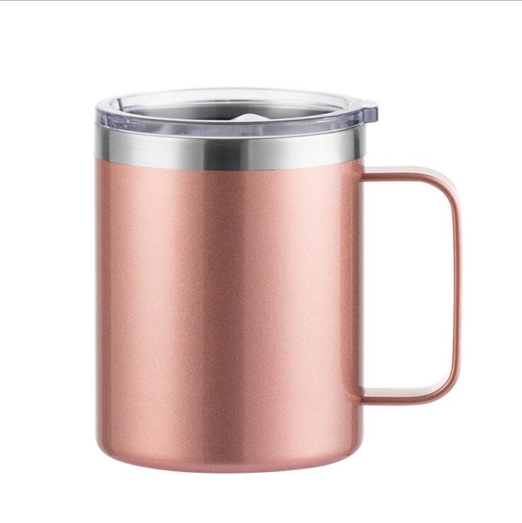 Custom Logo Camping Travel Double Wall 12 Oz 14 Oz Stainless Steel Cup Insulated Coffee Cup With Handle