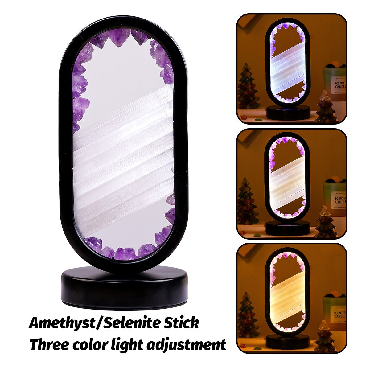 Natural Crystal Stone Lamp Adjustable Brightness Oval Crystal Lamp Crystal Crafts Gifts
