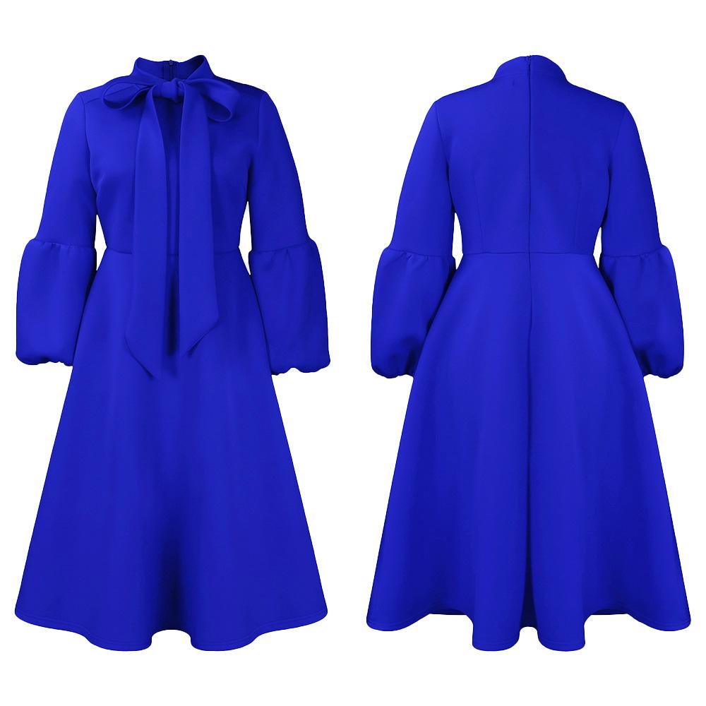 New Women's Elegant Elegant Women's Puff Cuff Large Skirt High Waist Women's Office Dress
