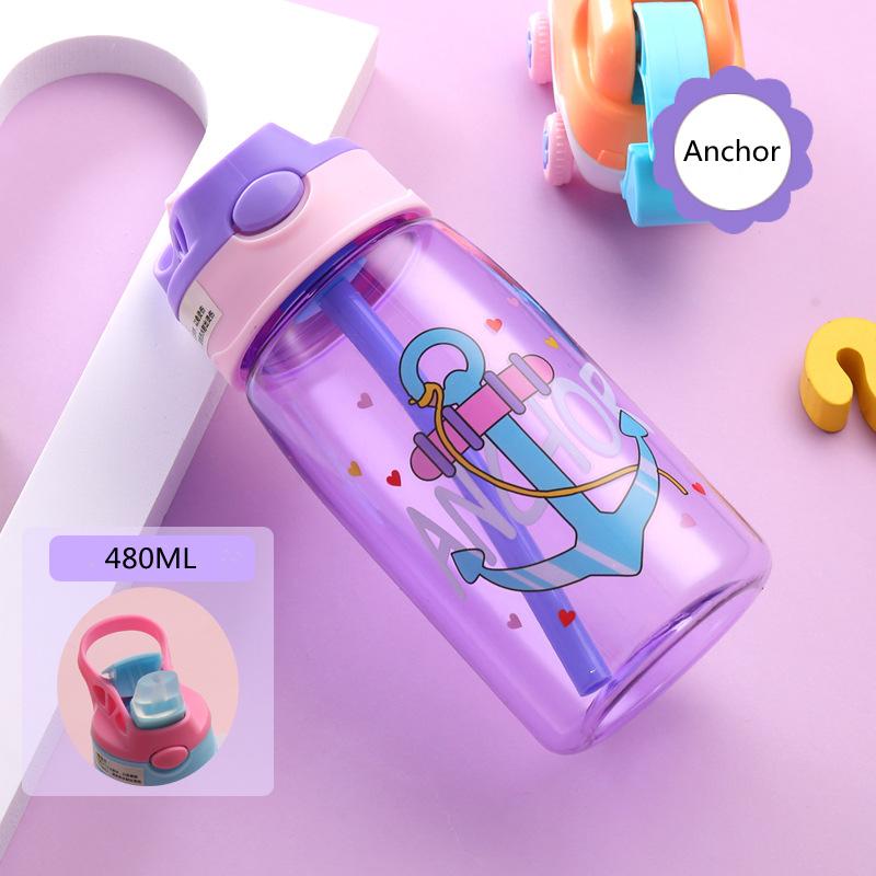 Children Suction Cup Creative Cartoon Baby Feeding Cup With Straw Leak-proof Bottle Outdoor Portable Children Cup