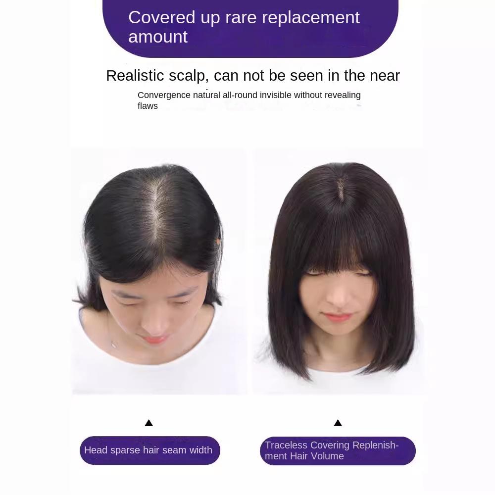 Real Hair Medium Long Air Bangs Bob Hair Age Reduced Clavicle Hair Full Head Wig $1.2 Get 8 Tools Suit